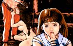  1boy 1girl art_of_fighting breasts brown_hair fellatio gif incest king_of_fighters nude oral_sex penis pixel_art ryo_sakazaki snk yuri_sakazaki 