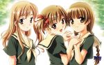 3_girls absurd_res blush character_request female friends long_hair looking_at_viewer looking_back maria-sama_ga_miteru multiple_girls open_mouth school_uniform serafuku short_hair smile tagme tall_image yuri