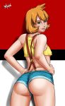 ass creatures_(company) game_freak green_eyes gym_leader humans_of_pokemon kasumi_(pokemon) misty_(pokemon) nintendo orange_hair pokemon pokemon_(anime) pokemon_red_green_blue_&_yellow pokemon_rgby pussy radprofile_(artist) shorts