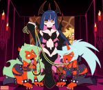  all_fours blonde_hair blue_hair brokenteapot collar demon_girl green_hair horns human_pet hypnotized_dom kneesocks_daemon leash long_hair open_mouth panty_&amp;_stocking_with_garterbelt panty_anarchy ponytail scanty_daemon smile spiral_eyes stocking_anarchy sweat 