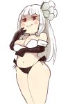  1girl bikini blush bravely_second:_end_layer breasts elbow_gloves inkerton-kun magnolia_arch red_eyes smile square_enix thong white_hair 