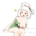 1girl big_breasts bravely_second:_end_layer breasts flashing inkerton-kun magnolia_arch nipple_slip nipples square_enix tongue tongue_out towel wink