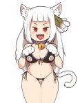 1girl bell bell_collar bikini bravely_second:_end_layer cat_ears choker collar gloves inkerton-kun magnolia_arch red_eyes square_enix tail white_hair