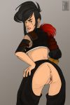 1girl anus ass baggy_pants dungeon_and_fighter dungeon_fighter_online shoulder_pads torn_clothing zeldine_schneider