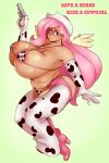 1girl assless_chaps bikini boots chaps chubby cow_print cowboy_hat elbow_gloves fluttershy gun huge_breasts humanized my_little_pony sundown weapon wings