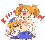 2_girls bra breasts inkerton-kun multiple_girls pigtails pop_team_epic popuko school_uniform skirt torn_clothes