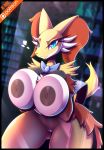 <3 1girl absurd_res against_glass anthro areola big_breasts bow_tie breast_squish breasts breasts_on_glass canid canine clothed clothing curvy_figure delphox delphox_waitress genitals hand_on_breast high_res huge_breasts inner_ear_fluff lips looking_at_viewer mammal mostly_nude nintendo nipples on_glass partially_clothed pokémon pokémon_(species) pokemon presenting presenting_breasts pussy r-mk smile squish thick_thighs tuft video_games voluptuous waiter wide_hips