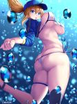 1girl 1girl 1girl :o ahoge artist_name artoria_pendragon ass back bad_anatomy baseball_cap big_breasts bikini blonde blue_eyes bouncing_breasts breasts cropped_jacket curvaceous dat_ass fate/grand_order fate_(series) hat high_resolution hips huge_ass jacket jumping legs legs_up long_hair looking_at_viewer midair mysterious_heroine_x mysterious_heroine_xx oekakizuki open_mouth ponytail posterior_cleavage side-tie_bikini signature skindentation stomach swimsuit thick_thighs thigh_strap thighs tied_hair underwater visor_cap water white_bikini white_swimsuit wide_hips