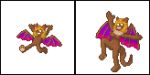 anthro bat blonde_hair breasts brown_fur cub cynderquill fakkumon gold_eyes lineup neck_tuft nipples pixel_art pussy small_breasts smile tail teeth wings