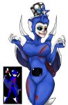 1girl big_breasts breast_lift bruises dark_blue_fur hb-viper meme multicolored_eyes original_character slendytubbies tagme