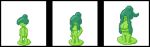 1girl big_breasts fakkumon female_only goo_girl green_hair green_skin lineup no_eyes nude pixel_art slime slime_girl small_breasts small_breasts smile