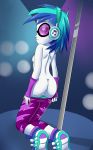 1girl ass breasts equestria_girls female friendship_is_magic headphones horsecat humanized kneel looking_at_viewer mostly_nude my_little_pony no_bra panties panties_pull pants pants_pull pussy topless undressing vinyl_scratch vinyl_scratch_(eg) vinyl_scratch_(mlp)