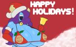  animated animated_gif bell big_breasts bikini blue_skin christmas demon_girl eyes_covered gif peculiart smile sue teeth 