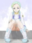 1girl aqua_hair blue_hair boots choker eureka eureka_7 eureka_seven eureka_seven_(series) gasketsu highres no_panties pussy short_hair solo thigh_strap uncensored upskirt white_boots