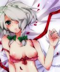 1girl bad_id breasts female hair_ribbon izayoi_sakuya natsume_(artist) natsume_(yukihime) nipples ribbon sakuya_izayoi silver_hair solo touhou