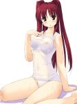 kousaka_tamaki long_hair one-piece_swimsuit red_hair school_swimsuit see-through swimsuit tamaki_kousaka to_heart_2 twintails wet white_school_swimsuit white_swimsuit