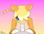 animated animated_gif blonde_hair blue_eyes breasts brown_fur deepthroat faceless_male feline fellatio female first_person_view fur furry gif hair haruka_(ikugo) hetero ikugo looking_at_viewer male mammal nude oral oral_sex orange_fur penis saliva sex