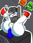 ! !? ... 2022 ? ?! big_ass big_thighs blox1010(oc) boombox dildo dildo_in_pussy green_skin grey_clothes grey_hat hiper_(oc) jp20414(artist) mr.jeffrey old_oc orange_skin thick traced white_eyes white_hair