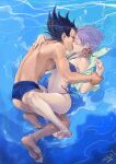 1boy 1girl 1girl barefoot bejin bikini bulma_brief canon_couple dragon_ball dragon_ball_z feet human husband_and_wife kissing male source_request straight swimsuit underwater vegeta water