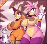 <3 1girl ? amy_rose anthro areola armwear badger big_areola big_breasts blaze_the_cat blue_eyes breast_envy breast_size_difference breasts clothed clothing curvaceous curvy_figure curvy_hips eulipotyphlan felid feline flat_chested forehead_gem fur furry genitals gloves green_eyes group hair hand_on_hip handwear hedgehog high_res huge_areola huge_breasts jewelry legwear legwear_only looking_at_viewer mammal mostly_nude mustelid musteline navel nipples peach_pussy pink_hair purple_body purple_fur pussy r-mk sega small_breasts smile sonic_boom sonic_the_hedgehog_(series) standing sticks_the_jungle_badger stockings thick_thighs topless topless_female voluptuous wide_hips yellow_eyes