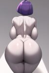 1girl ai_generated back_view big_ass big_breasts dat_ass dc_comics grey_skin huge_ass huge_breasts kneel nai_diffusion nude purple_hair rachel_roth raven_(dc) stable_diffusion teen_titans