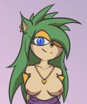  exposed_breasts grin heart_necklace rusty-chan sega sonic_(series) sonic_oc sonic_the_hedgehog_(series) wink 