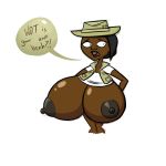 1girl big_breasts black_eyes black_hair breasts dark_skin dustindemon erect_nipples female funny hat jasmine nipples shiny shiny_skin solo topless total_drama_island