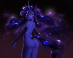 2014 anthro ass blue_body blue_eyes breasts dclzexon elbow_gloves equine female friendship_is_magic furry gloves hair horn long_hair mammal my_little_pony princess_luna sideboob solo unicorn