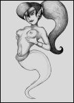 1girl aladdin_(series) breasts disney eden_(aladdin) female female_only genie marchhare64 monochrome nipples solo_female topless topless_female traditional_media_(artwork)