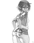 artist_request asian ass big_ass big_hero_6 blush curvy fingerless_gloves gloves gogo_tomago hair huge_ass monochrome panties pantyshot_(standing) short_hair skirt small_breasts thick_thighs underwear wide_hips