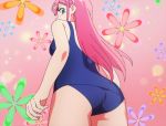  1_girl 1girl ass bokutachi_wa_benkyou_ga_dekinai female female_only kirisu_mafuyu long_hair long_pink_hair looking_at_viewer mostly_nude navy_blue_swimsuit one-piece_swimsuit pink_hair solo standing swimsuit 