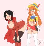  futanari little_red_riding_hood looking_at_ass penis_under_skirt penny_polendina pinocchio ruby_rose rwby surprise zronku 