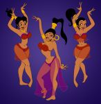 aladdin_(series) arabian ass belly_dancer dancing disney female_only harem_outfit multiple_girls papillon82 yuri