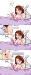  bedroom big_breasts big_penis boku_no_hero_academia breasts cellphone cinnabin1 izuku_midoriya katsuki_bakugo my_hero_academia ochako_uraraka on_bed penis small_penis text_messaging 