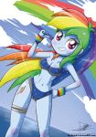 1girl beach bikini breasts clouds equestria_girls my_little_pony nude ocean rainbow rainbow_dash rainbow_pattern the-butcher-x