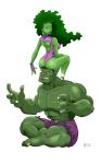 1boy 1girl funny green_skin hulk hulk_(series) jennifer_walters marvel monster muscle she-hulk