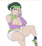  cleavage covering_breasts detnox diamond_in_unbreakable genderswap high_heels huge_breasts jojo&#039;s_bizarre_adventure rohan_kishibe thick_thighs 