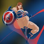 1girl abs beefcake biceps big_breasts brown_hair captain_carter comic_book_character gloves hayley_atwell high_res marvel marvel_animated_universe marvel_cinematic_universe marvel_comics marvel_what_if... mature mature_female mewlingquimm muscle muscular_female peggy_carter pubic_hair red_lipstick superheroine tagme