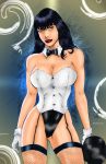  1girl art black_hair blindman-cb dc dc_comics dc_universe dcau female fishnet_legwear fishnets lips lipstick long_hair magician makeup mariah_benes red_lipstick solo zatanna zatanna_zatara 