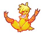 animatronic bib blush chica_(fnaf) chicken cute five_nights_at_freddy's legs_up open_mouth perky_breasts pink_eyes pubic_tuft robot spread_legs tight_pussy tongue tongue_out toy_chica wink