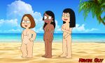 3_girls american_dad beach breasts family_guy female_focus female_only hayley_smith meg_griffin multiple_girls nipples nude nude_female pussy roberta_tubbs the_cleveland_show