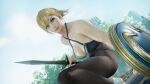 1girl alluring blonde_hair bra cassandra_alexandra crouching hot panties pantyhose project_soul sexy silf soul_calibur soul_calibur_ii soul_calibur_iii soul_calibur_vi sword_and_shield weapons