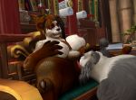  1boy 1girl 3d anthro bakaras bbw chubby cunnilingus furry glasses large_breasts pandaren pussy pussylicking straight warcraft world_of_warcraft 