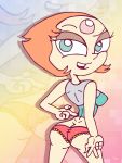 1girl ass big_eyes female_only fingers_crossed frilly_panties looking_back panties pearl rayryan rayryan_(artist) smile steven_universe zoom_layer