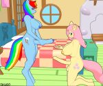 2014 2girls animal_genitalia anthro ass blush bouncing_breasts breasts cutie_mark duo equine erection female female_only fluttershy friendship_is_magic fur furry futa_with_futa futanari gif grin hair handjob horse huge_breasts ikugo kneeling large_breasts long_hair mammal masturbation my_little_pony nipples nude pegasus penis pony rainbow_dash smile testicles wings