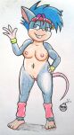  1girl 1girl anthro breasts female_only furry furry_female furry_only nude oc possum pussy rdk reddragonkan solo_female traditional_media traditional_media_(artwork) 