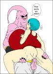 1boy 1girl breasts bulma dragon_ball_z english_text huge_breasts majin_buu penetration rape sex talking text toshiso_(artist) vaginal vaginal_penetration vaginal_sex white_background