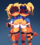 anthro breasts clone clones clothing coco_bandicoot crash_bandicoot_(series) duo furry kempferzero naughty_dog sibling sony_corporation sony_interactive_entertainment teasing twins undressing video_games