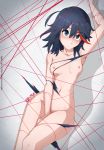 1girl 1girl 1girl 2010s bdsm black_hair blue_hair blush bondage high_resolution kill_la_kill matoi_ryuuko multicolored_hair navel nipples nude obakeart one_arm_up red_hair red_string short_hair streaked_hair string