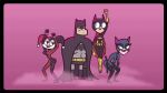 animated animated_gif barbara_gordon batgirl batman batman_(series) bouncing_breasts bruce_wayne catwoman dancing dc dc_comics funny gif harleen_quinzel harley_quinn selina_kyle tagme